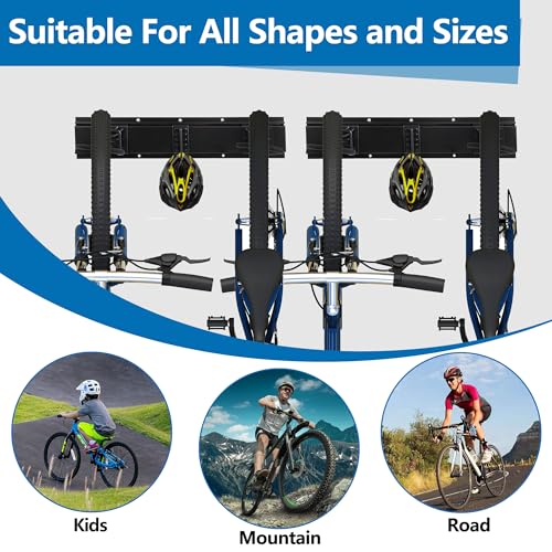 Miniatura 6 de Sinoer Bike Rack Soporte De Pared Para Almacenamiento De Bicicletas Para 6 Bicicletas 5 Cascos Gancho Para Garaje O Hogar Portabicicletas Vertical, 20 Pulgadas 511 Mm