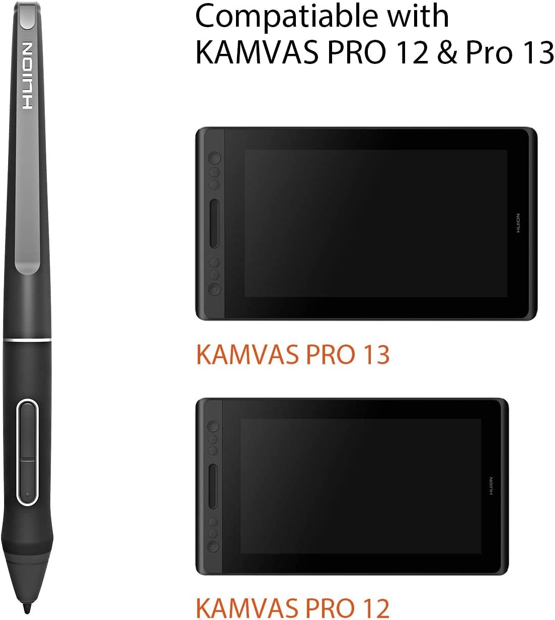 HUION Stylus PW507 sin Batería, Bolígrafo Digital PW507 con 8192 Niveles de Presión del Lápiz,con la Tasa de Informe más Alta de 266PPS,Compatible con Kamvas 20 (GS1901), Kamvas Pro 12,Pro 13,Pro 16