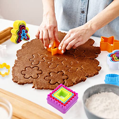 Sookoo 32 Pcs Cookie Cutter Set, Biscuit Cutter Set, Multi-Size Sandwich Fondant Cake Fruit Vegetable Shapes Cutter Set (Square, Round, Star, Heart, Flower, Gingersnap) #TOP1