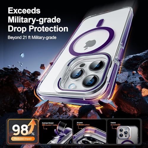 Image of MINTZZ ️ for iPhone 14 Pro Case, Compatible with MagSafe, Military-Grade Protection, Yellowing Resistant, Scratch-Resistant TPU Back, Magnetic Phone Case for iPhone 14 Pro Clear Purple