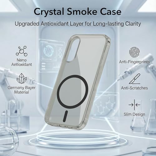 Image of Jkobi Lifetime Anti-Yellow MagSafe Compatible Clear Back Cover Case for Samsung Galaxy S25 Edge (Sleek Hard Crystal | Shockproof and Camera Protection)