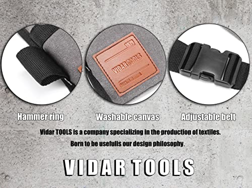 Vidar Tools 6-Pocket Single Side Tool Belt Pouch/Utility Belt Bag/Tool Apron For Carpenter/Gardening/Waist .Durable Canvas Construction.comfortable Adjustable Belt.light Weight (Grey) #TOP4