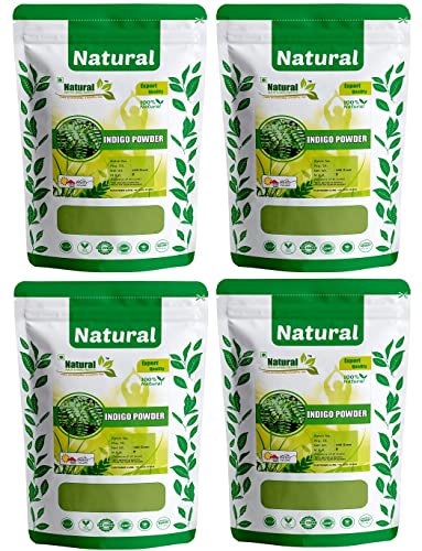Image of Pure & Natural Indigo Powder | Indigofera tinctoria Neel Powder For Natural Hair Colorant Black /Brown Hair Color - 400 Gram (Pack of 4 of 100g Each)