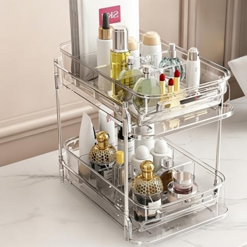2-Tier bathroom cabinet organizer, bathroom organizers and storage with Adjustable