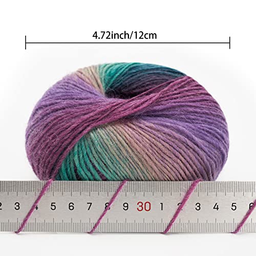 Image of NICEEC 3 Skeins 100% Wool Rainbow Yarn Soft Gradient, Self-Striping, Colorful Single Ply Yarn for Crochet & Knitting - 5#