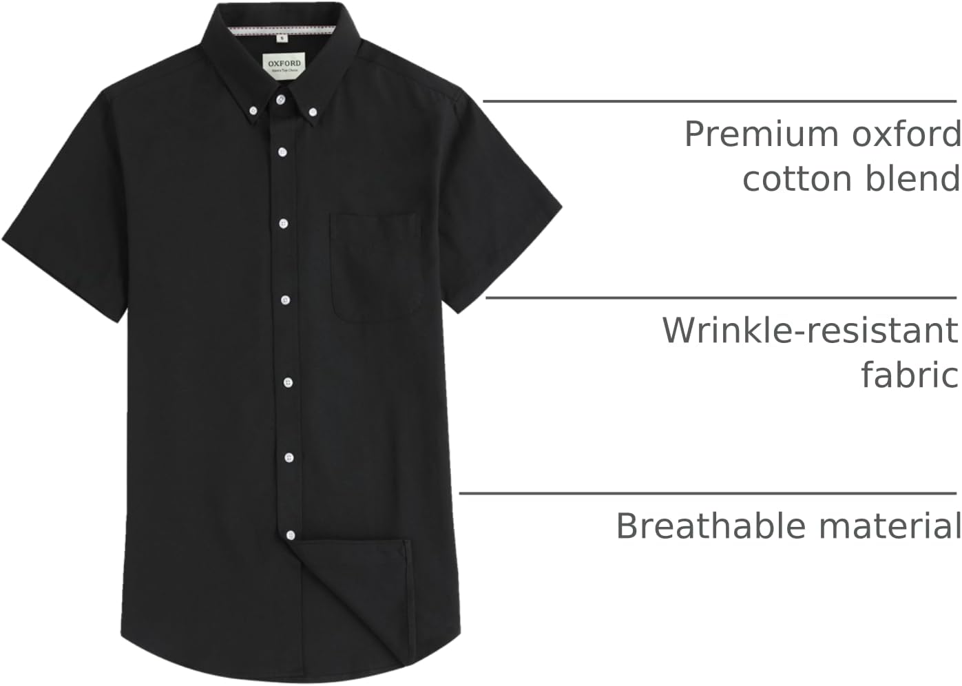 Men's Oxford Dress Shirt Short Sleeve Button Down Shirts Business Casual with Chest Pocket for Gifts - Image 6