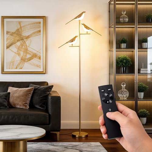 AstrVoy Remote Control Floor Lamps for Living Room: with 3 Adjustable LED Bird Lights - Easy to...
