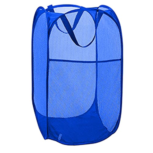 Image of Larpur Mesh Laundry Basket, Pop up Laundry Hamper with Handles, Collapsible Clothes Basket for Travel, College, Dorm, Royal Blue