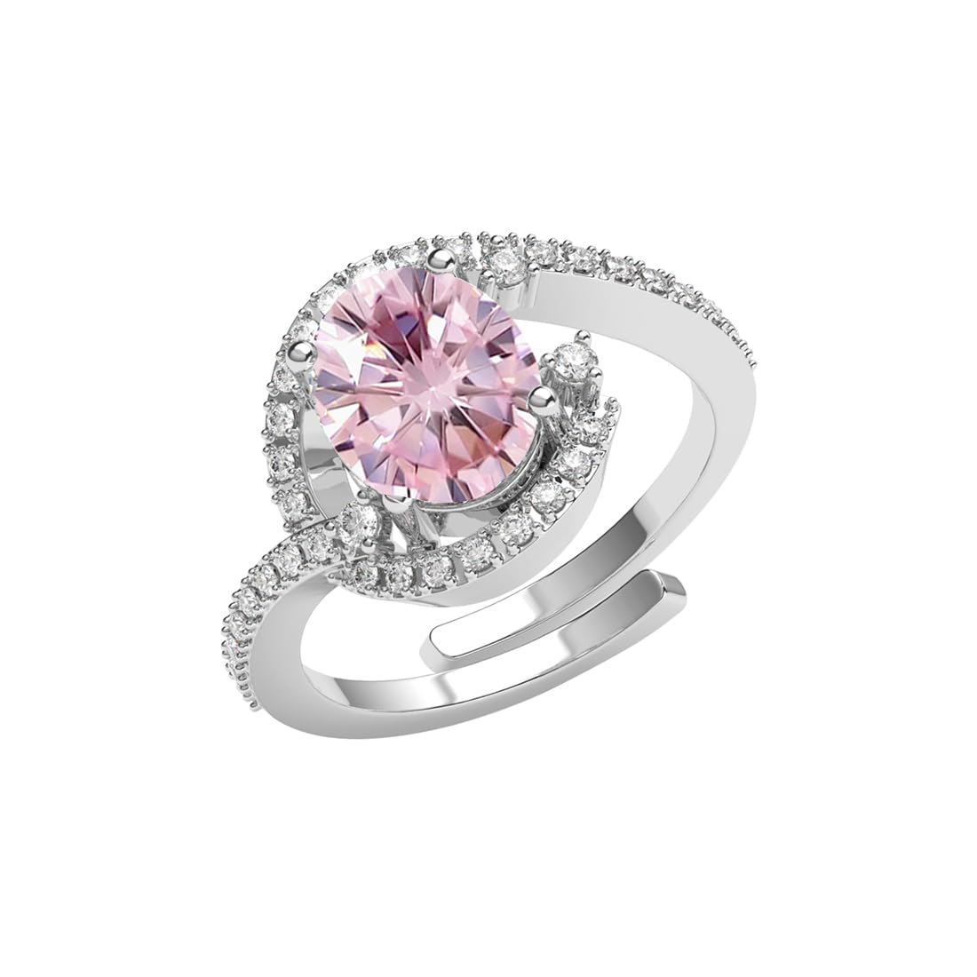 Clara Pure 925 Sterling Silver Malin Pink Designer Solitaire Finger Ring | Swiss Zircon Platinum Plated | Size Adjustable | Gift for Women Girls Wife Girlfriend (B0D9BK2RGT) Amazon Price History, Amazon Price Tracker