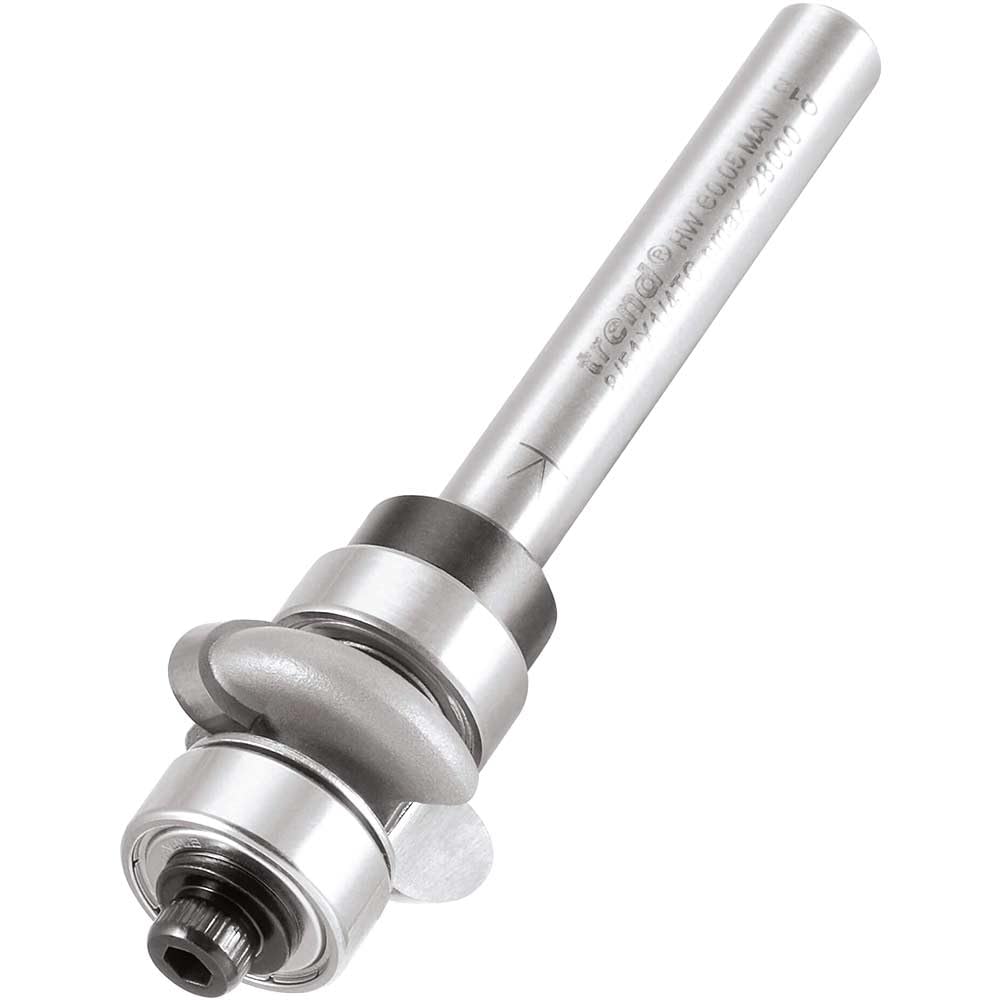 Trend Silver Professional Double Guided Sunk Bead Router Cutter, 1/4 Inch Shank, 19.1Mm Cut Diameter, 6.4Mm Cut Length, 3.2Mm Radius, 8/51X1/4Tc