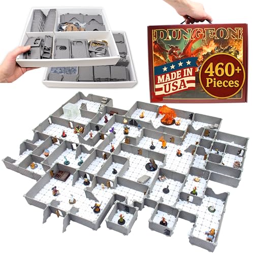 Dirt Cheap Dungeons Knight Dungeon Set - 460pc Mega Dungeon & Castle Kit - 36ft of Linear Walls for 1" Grid TTRPG - D&D, Pathfinder, Daggerheart