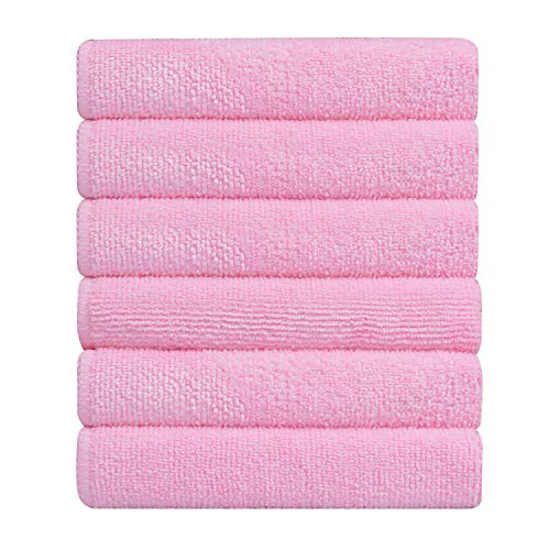 Bathla Spic & Span Multi Purpose Micro Fiber Cleaning Cloth - 340 GSM: 30cmx30cm (Pack of 6 - Pink)