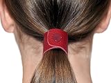 Jissy Leather Hair Ties - Long Hair Ponytail Holder Accessories for Men and Women - Cherry Red (sing
