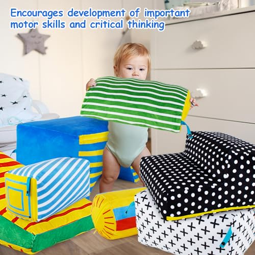 teytoy Climbing Toys for Toddlers, 6 Pieces Inflatable Baby Climbing Blocks, Lightweight Indoor Climb and Crawl Activity Playset with Cloth Cover Soft & Safe BPA-Free for Infants, Newborns, Kids - Thumbnail 5