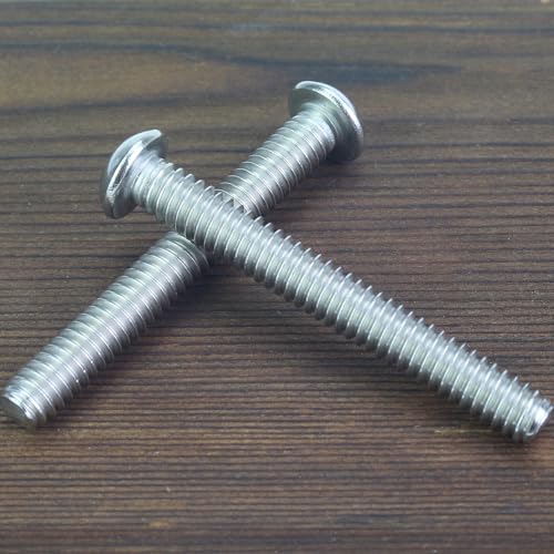 Image of 30 Pieces 1 /4-20 x 2 Button Head Socket Cap Screws Bolts, HELIFOUNER 304 Stainless Steel (18-8) Screws, Bright Finish, Fully Threaded