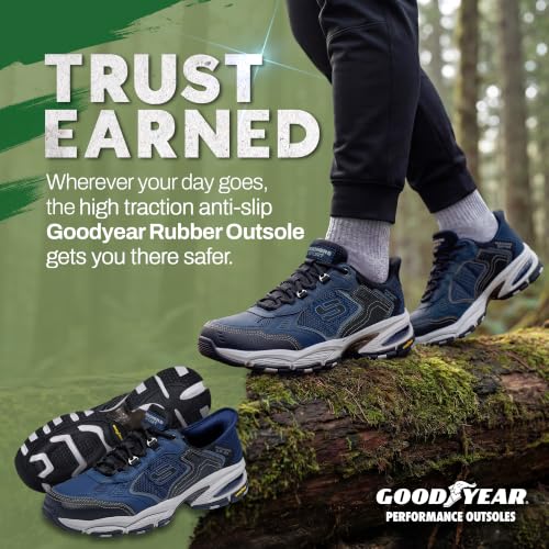 Image of Skechers Mens Vigor 3.0 Drafting Hands Free Slip-inSneaker | Hands Free Slip-ins, Air-Cooled Memory Foam, Goodyear Rubber, Anti-Slip, Heel Pillow, Casual