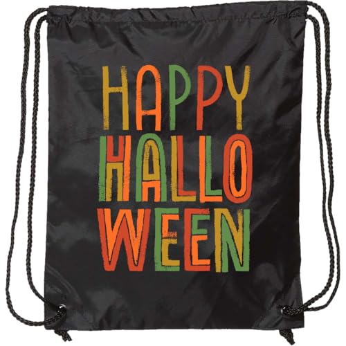 inktastic Happy Halloween in Vintage Colors Drawstring Bag Black 4657d