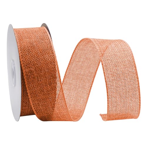 GOIYZTTR 10M Rouleau de Ruban en Toile de Jute Orange Ruban Cadeau en Toile de Jute Vintage Filaire de 4 cm de Large Utilisé pour Décoration et Fabrication...