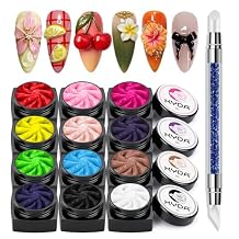 KYDA 12 Colors 3D Nail Gel Set, Non-Sticky Sculpting Gel for Nail Art Painting Drawing Hand Carving Molding, 3D Nail Art Design for Home Salon Manicure DIY with Sculpture Pen