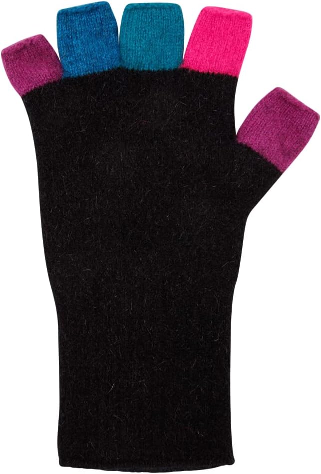 Native World Women's Possum Merino Wool Fingerless Gloves - Soft, Extremely Warm for Winter (Black)