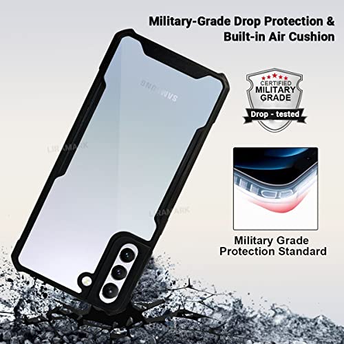 Image of LIRAMARK Transparent Clear Shock Proof Back Cover Case Designed for Samsung Galaxy S21 Plus (Black)