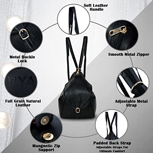 Image of RICHSIGN LEATHER ACCESSORIES 2 In1 Full Grain Natural Leather Backpack & Shoulder Handbags For Women Office (Dimension-L-9 X H-12 X W- 5 Inch) Weight- 0.6 KG / 600 GR.