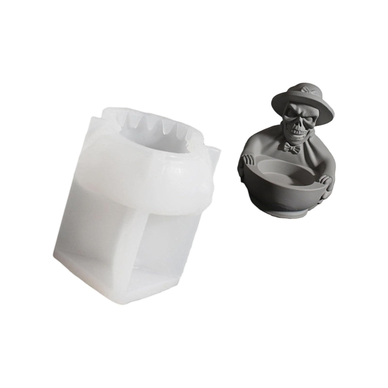 Elnwnnkc Witch Skull Figurine Silicones Molds Halloween Theme Silicone Candlestick for Tealight Holder Festival Decoration Halloween Molds for Making