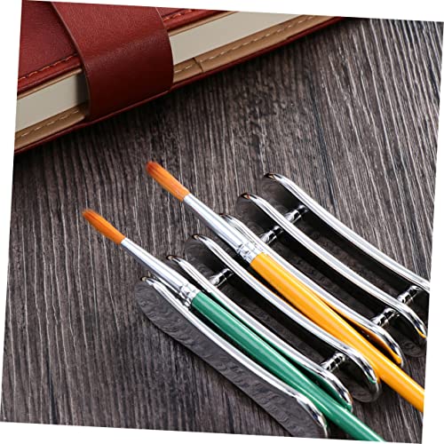 Image of Nail Art Pen Holder Stand for 5 Pens Compact Manicure Brush Organizer for Uv Gel Polish Tools Portable Nail Brush Rest to Prevent Mess on Desk 2 Pack