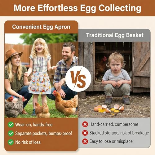 Image of Goaste Egg Collecting Apron for Kids, 8 Pockets Child Egg Holding Apron, Chicken Egg Gathering Apron, Farmhouse Egg Baskets Holder Apron for Hen Duck Goose Eggs Housewife Kitchen Parent-Child Activity