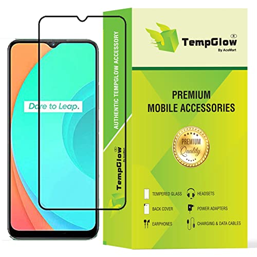 Image of Screen Protector for realme C15 / C12 / C11 (Black) Tempered Glass Edge-to-Edge 6D Screen Guard With Installation Kit