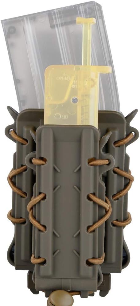 Rifle Mag Carrier 5.56mm/7.62mm and Pistol Mag Carrier Holder 9mm /45ACP Shell Scorption Magazine Pouch Holster with Molle Clips Double Stack for M4 M16 AR 15 AK47