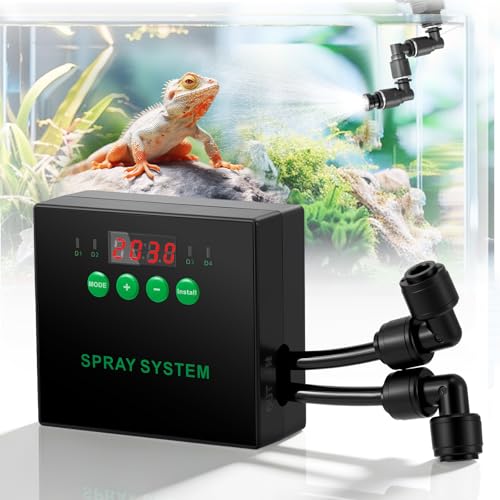 Terrarium-Beregnungsanlage mit Timer | Automatisches Reptilien-Sprühsystem mit Intervall-Steuerung | Nebelanlage inkl. 360-Düsen & Wasserfilter Terrarium Beregnung