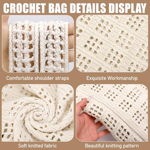 Image of hatisan Crochet Bag for Women, Handmade Knit Beach Tote Bag Summer