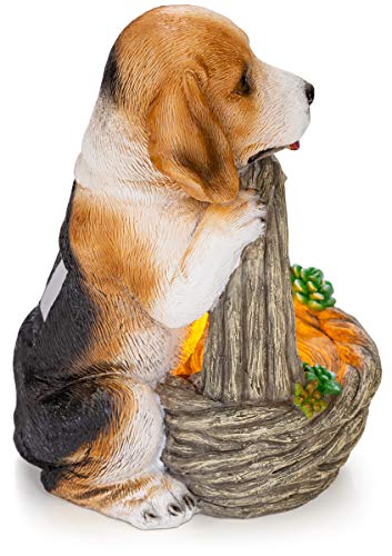 Vp Home Puppy Dog With Basket Solar Powered Led Outdoor Decor Garden Light Dog Statue, Solar Powered Garden Light, Christmas Gifts For Outside Patio Lawn Ornament #TOP3