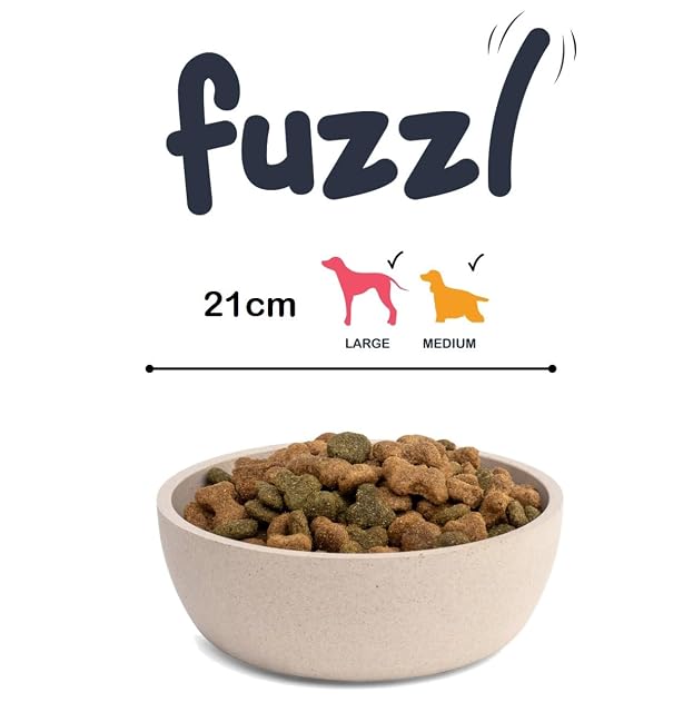 Foto 7 de 8 de Fuzzl Cuenco de bambú prémium para perros en piedra, 21 cm, ecológico, antibacteriano, duradero, no tóxico