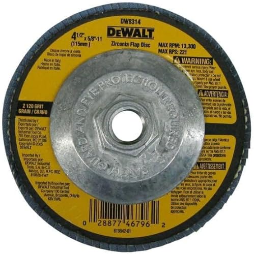 Miniatura 2 de DEWALT DW8314 4-12 por 58 pulgadas-11 120 Grit Zirconia Disco de aleta para amoladora angular
