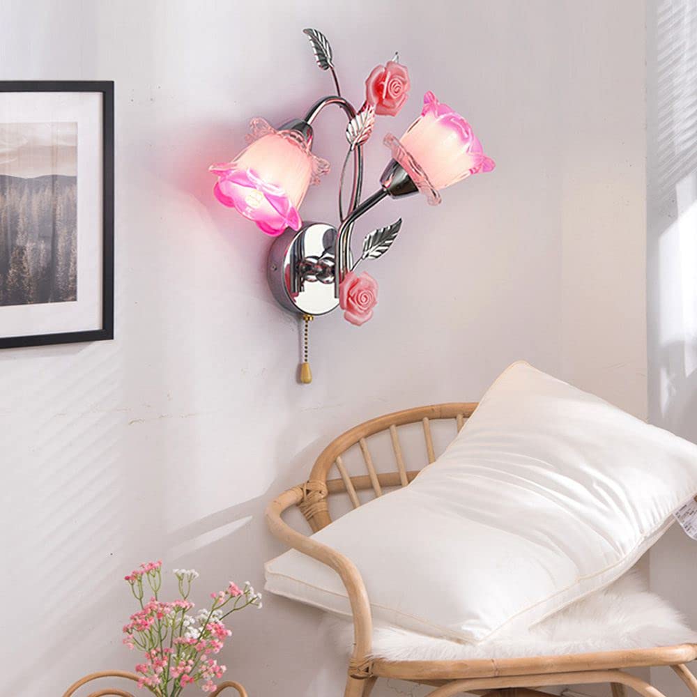 Moderno LED in vetro ceramica rose camera da letto comodino applique Princess Room applique da parete di balcone corridoio apparecchi di illuminazione