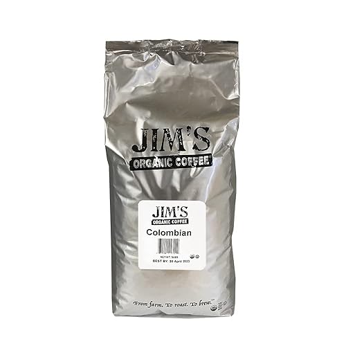 Jims Organic Coffee Santa Marta Colombiana Origen único tostado mediano Frijol entero bolsa de 5 lb