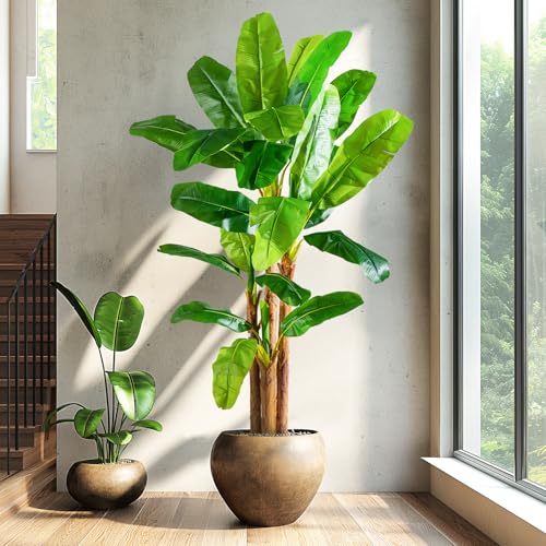 Erimda 8.2FT Artificial Banana Tree Tall Fake Banana Leaf Plant Faux Banana Silk Tree Faux Banana...