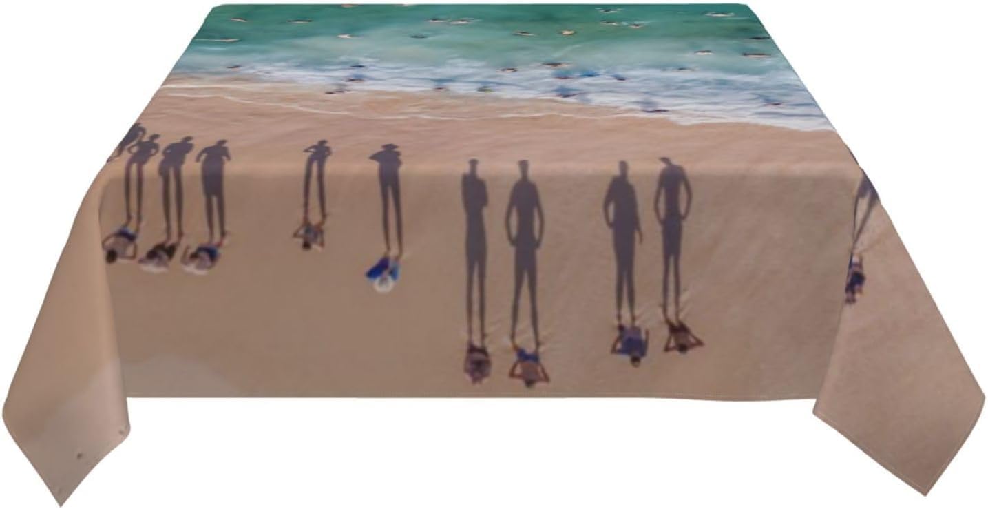 Tovaglia Antimacchia 300x140 cm Rettangolare Oceano Spiaggia Tovaglie Impermeabile 3 Metri Copritavolo Poliestere Protezione Tavolo Nuoto, per Feste (12-14 Posti) a-3828