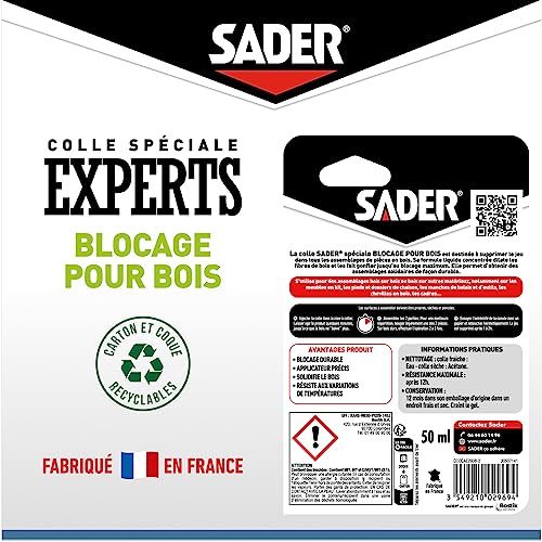Colle bois Sader menuiserie assemblage colle blanche flacon 50ml