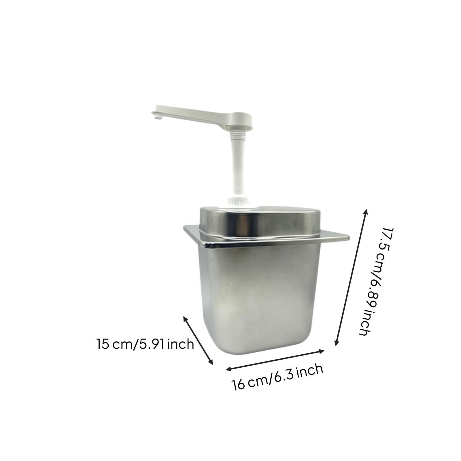Qianly Pompa Erogatrice per Sciroppo in Acciaio Inox Contenitore Rettangolare da 3 Litri Dosatore Manuale per Salse E Condimenti Adatto per tterie E Aree di Preparazione Alimenti