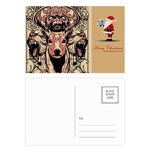 Cartes postales crânes et cerfs lot de 20 avec motif de Père Noël