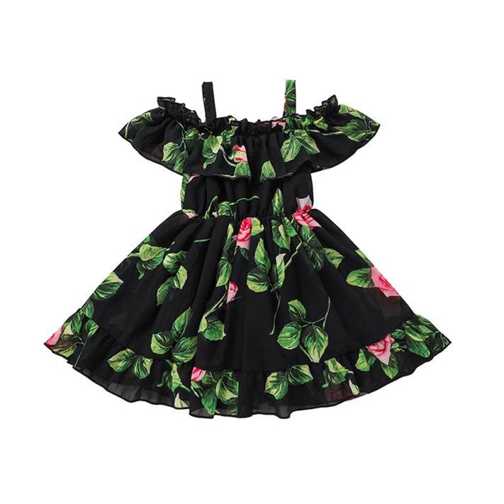 Image of Buy & Try Girls Summer Lightweight Georgette Floral Printed Frock Dress, Sleeveless Princess for Baby Girls, Stylish Fancy Kids Party & Casual Outfit