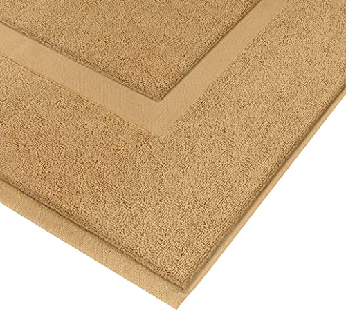Utopia Towels Cotton Banded Rug, Bath Mats, Not a Bathroom Rug, 21 by 34 Inches, 100% Ring Spun Cotton, Highly Absorbent Shower Bathroom Floor Mat, Champagne, 2 Pack