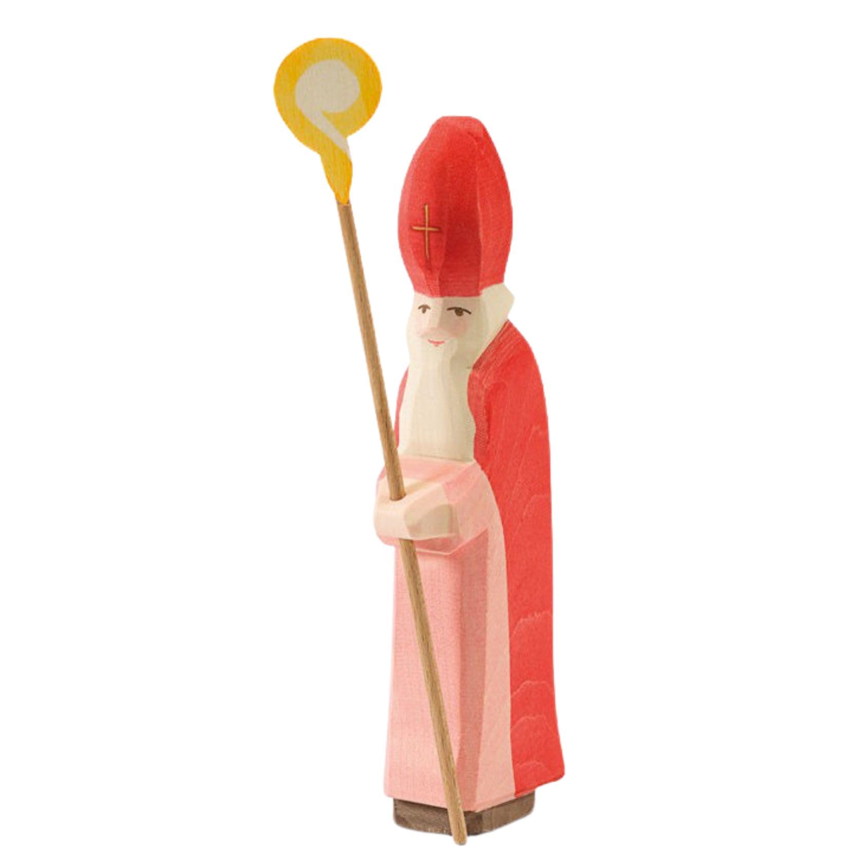 Ostheimer 38001 Sankt Nikolaus mit Stab aus Holz Höhe 21,5cm