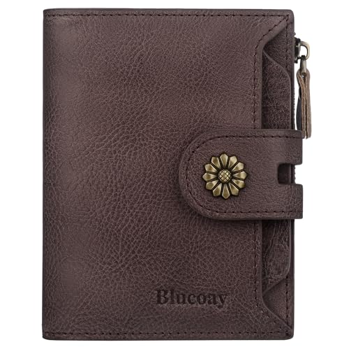 Image of Womens Wallet RFID Blocking Leather Bifold Card Holder Wallet Purple