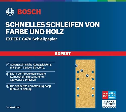BOSCH Expert 50 Feuilles Abrasives C470 240 80 x 133 mm - vue 3