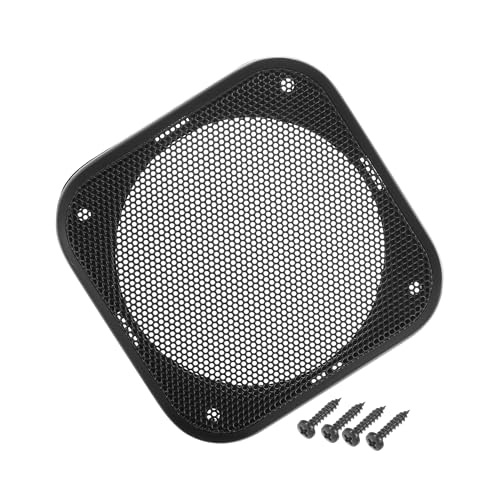 TUCKBOLD Grilles de haut-parleur de voiture universelles de 10,2 cm en maille carrée de 10,2 cm avec vis de montage ABS noir – Lot de 1 pièce automobile