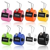 Tebery Pack of 8 Color Hand Tally Counter 4 Digit Mechanical Palm Click Counter Count Clicker Assorted Color Hand Held Counter Clicker for Sport/Stadium/Coach and Other Event